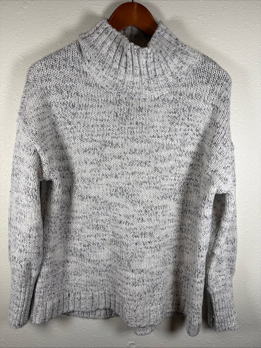 Pure Jill Chunky High Neck Sweater Oatmeal Tan Cabincore S Petite